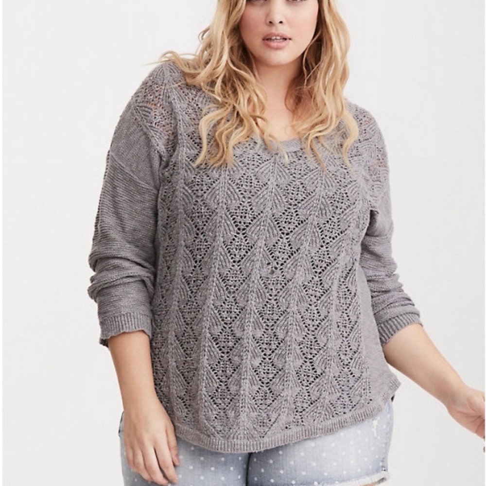 ❗️SOLD❗️Torrid Open Knit V Neck Sweater